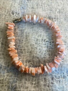 Vintage Pink Shell Chip Bracelet 8” Coastal Boho Beachy